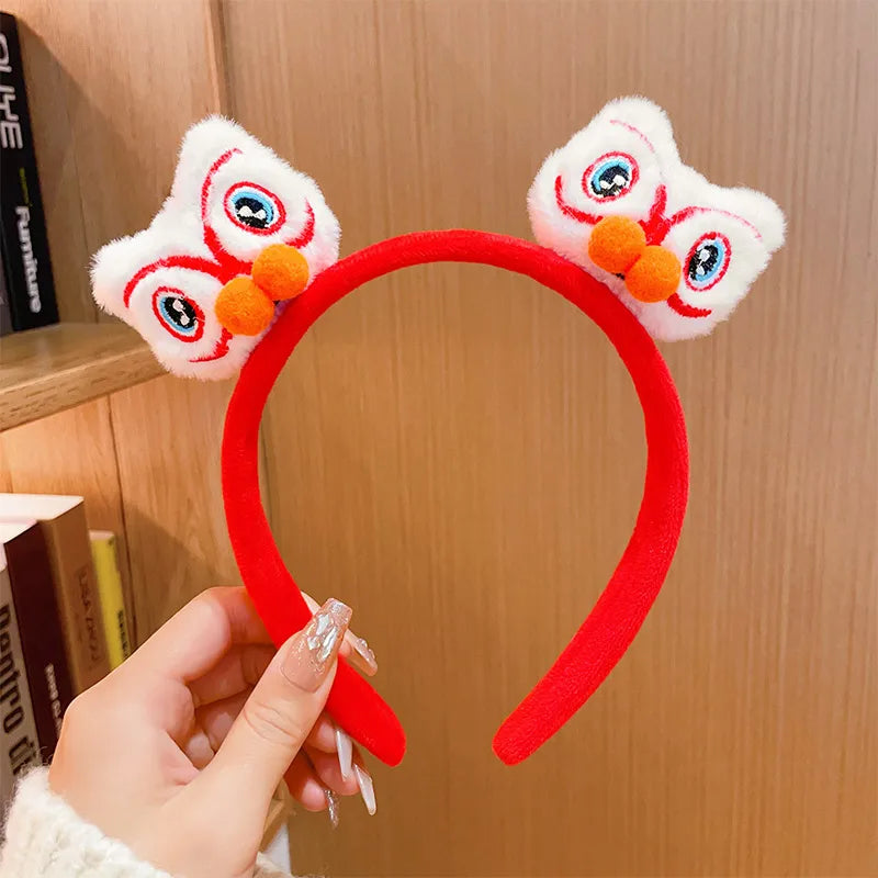 New Dragon Year Headband Female Children Hairpin New Year Birth Year Lion Red Headband New Year Spring Festival Hair Accessories