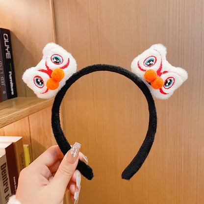 New Dragon Year Headband Female Children Hairpin New Year Birth Year Lion Red Headband New Year Spring Festival Hair Accessories