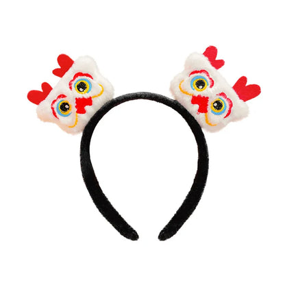 New Dragon Year Headband Female Children Hairpin New Year Birth Year Lion Red Headband New Year Spring Festival Hair Accessories