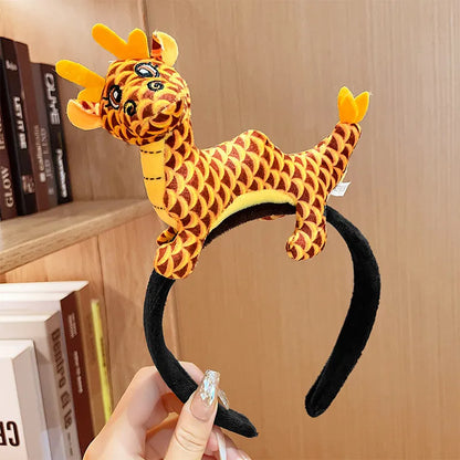 New Dragon Year Headband Female Children Hairpin New Year Birth Year Lion Red Headband New Year Spring Festival Hair Accessories