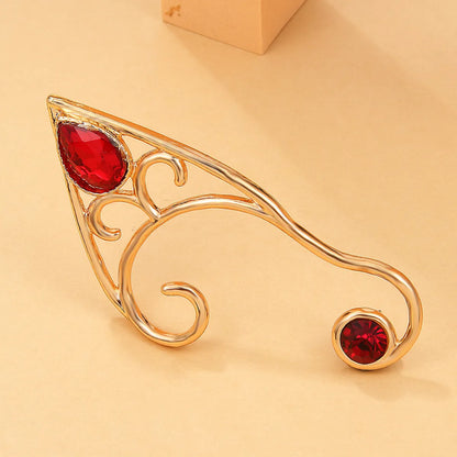 New Ear Hanging Personality Red Gemstone No Pierced Ear Clip Ear Jewelry