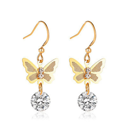 New Earrings Butterfly Zircon Earrings Short Earrings Fashion Simple Earrings Wholesale Gooddiy