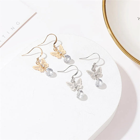 New Earrings Butterfly Zircon Earrings Short Earrings Fashion Simple Earrings Wholesale Gooddiy