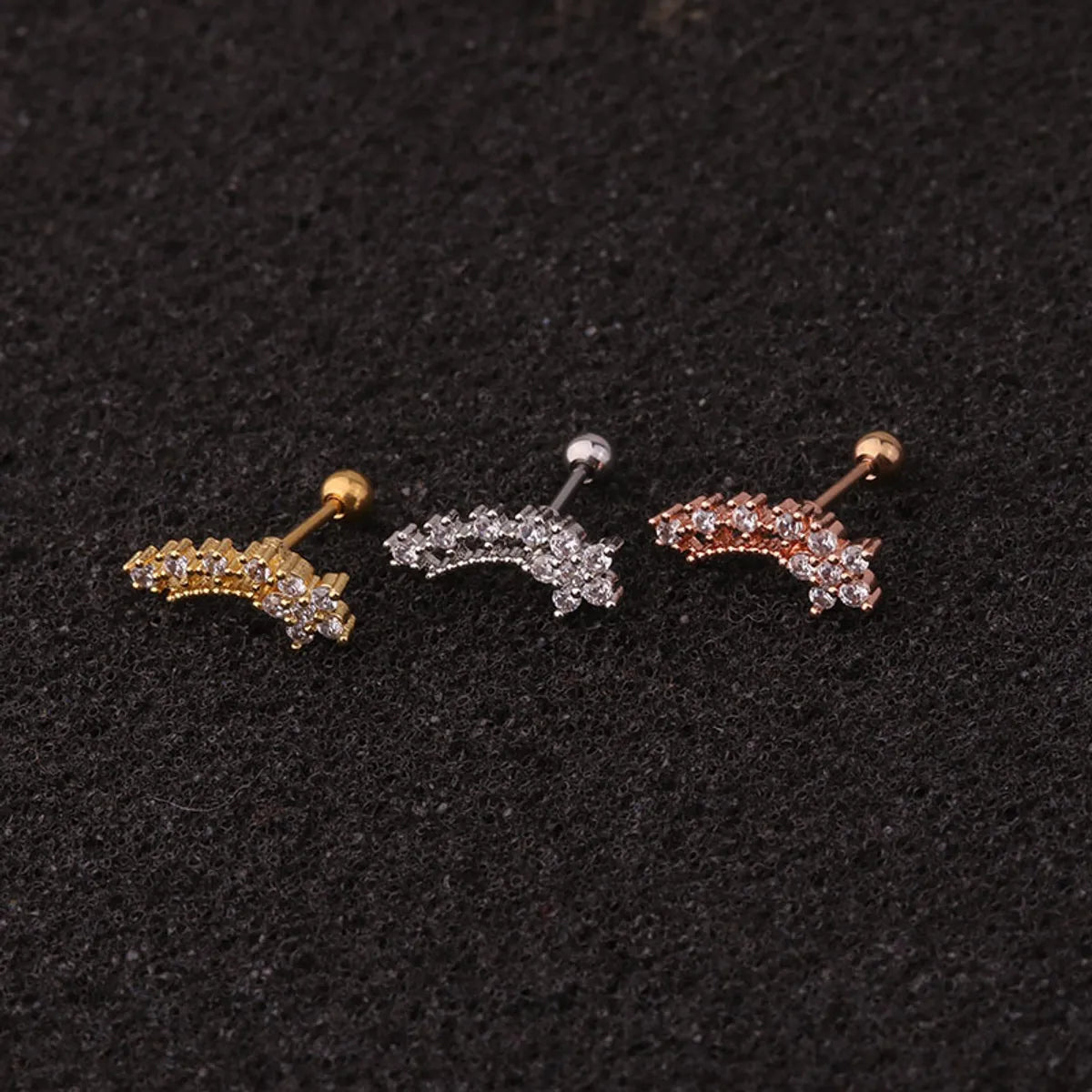 New Earrings Creative Zircon Ear Bone Studs Stainless Steel Ear Studs Wholesale