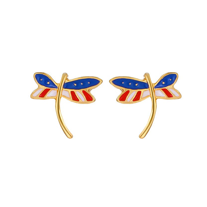 Simple Style Butterfly Copper Earrings Ear Studs