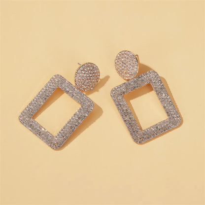 New Earrings Style Fashion Exaggerated Earrings Temperament Flash Diamond Geometric Square Earrings Diamond Wholesale Gooddiy