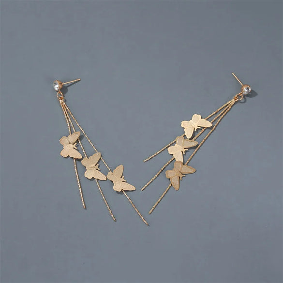 New Earrings Temperament Long Three Tassel Earrings Personality Simple Wild Butterfly Earrings Wholesale Nihaojewelry