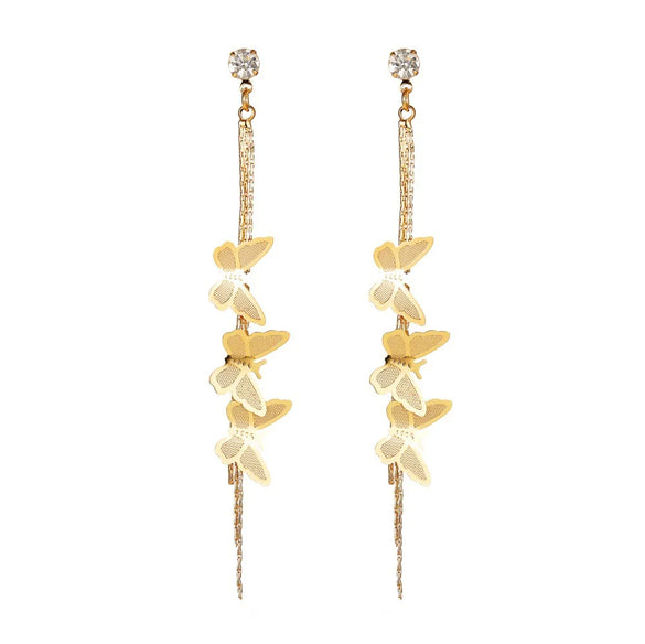 New Earrings Temperament Long Three Tassel Earrings Personality Simple Wild Butterfly Earrings Wholesale Nihaojewelry