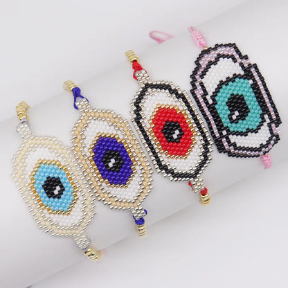 New Europe And America Cross Border Hot Sale Bohemian Miyuki Bead Hand-woven Devil's Eye Tassel Bracelet