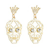 New Exaggerated Halloween Skull And Diamond Crown S925 Silver Needle Personalized Earrings