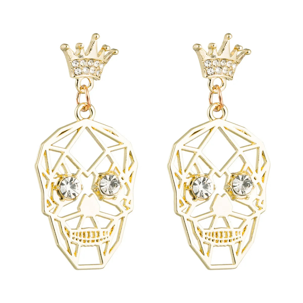 New Exaggerated Halloween Skull And Diamond Crown S925 Silver Needle Personalized Earrings