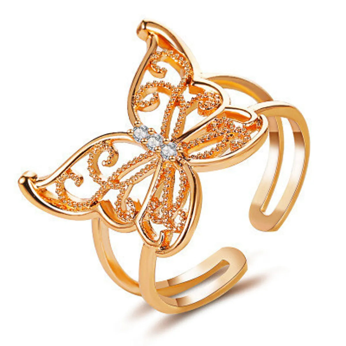 New Exaggerated Hollow Butterfly  Fashion Open Ring Wholesale