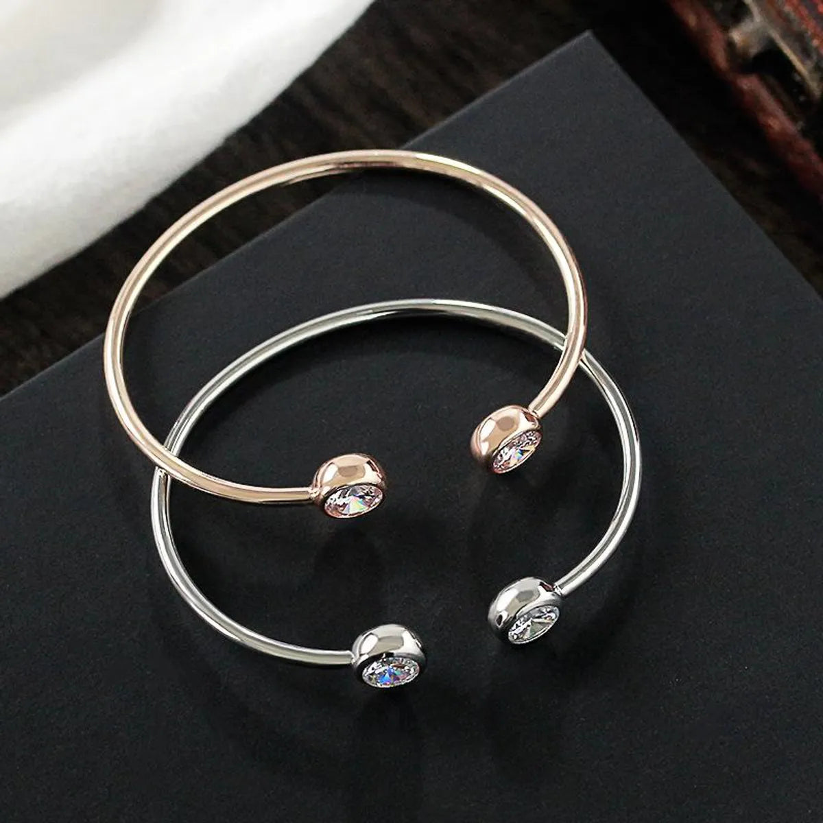 Simple Style Geometric Metal Diamond Artificial Gemstones Women's