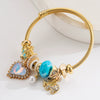 New Fashion Adjustable Unisex Alloy Bracelet With Diamond Set Elephant Love Pendant And Geometric Style
