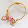 New Fashion Adjustable Unisex Alloy Bracelet With Diamond Set Elephant Love Pendant And Geometric Style