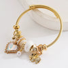 New Fashion Adjustable Unisex Alloy Bracelet With Diamond Set Elephant Love Pendant And Geometric Style