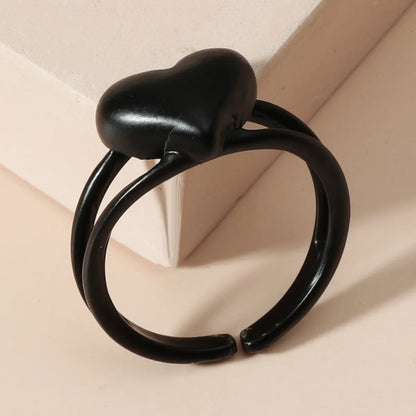 New Fashion Black Peach Heart Multi-layer Ring Wholesale Gooddiy