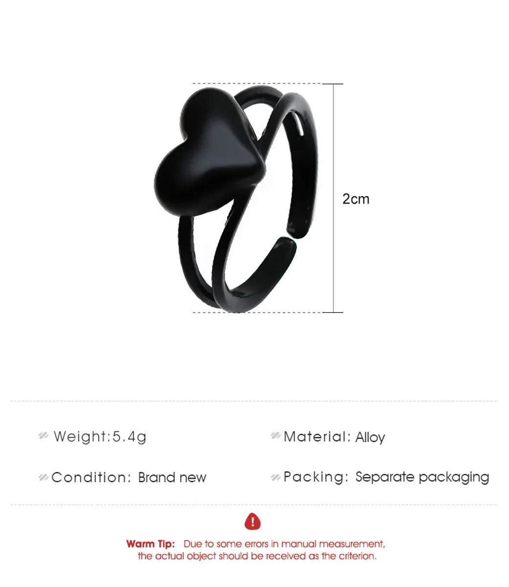 New Fashion Black Peach Heart Multi-layer Ring Wholesale Gooddiy