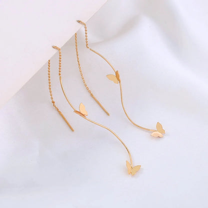 New Fashion Butterfly Element Pendant Geometric Copper Ear Line Pair