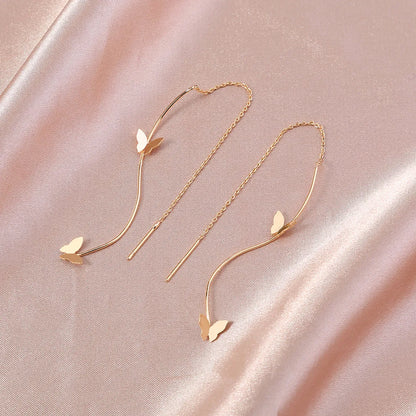 New Fashion Butterfly Element Pendant Geometric Copper Ear Line Pair