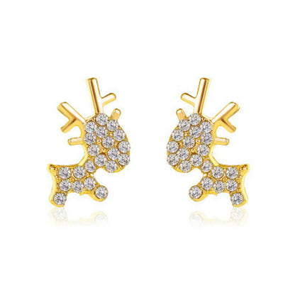 Fashion Deer Plating Alloy Artificial Gemstones Earrings Ear Studs