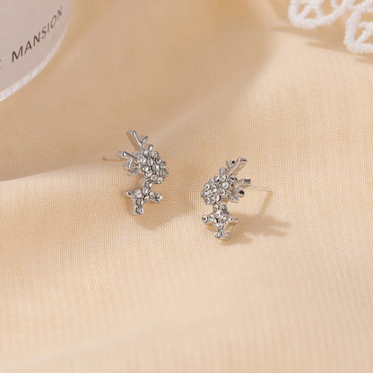 Fashion Deer Plating Alloy Artificial Gemstones Earrings Ear Studs