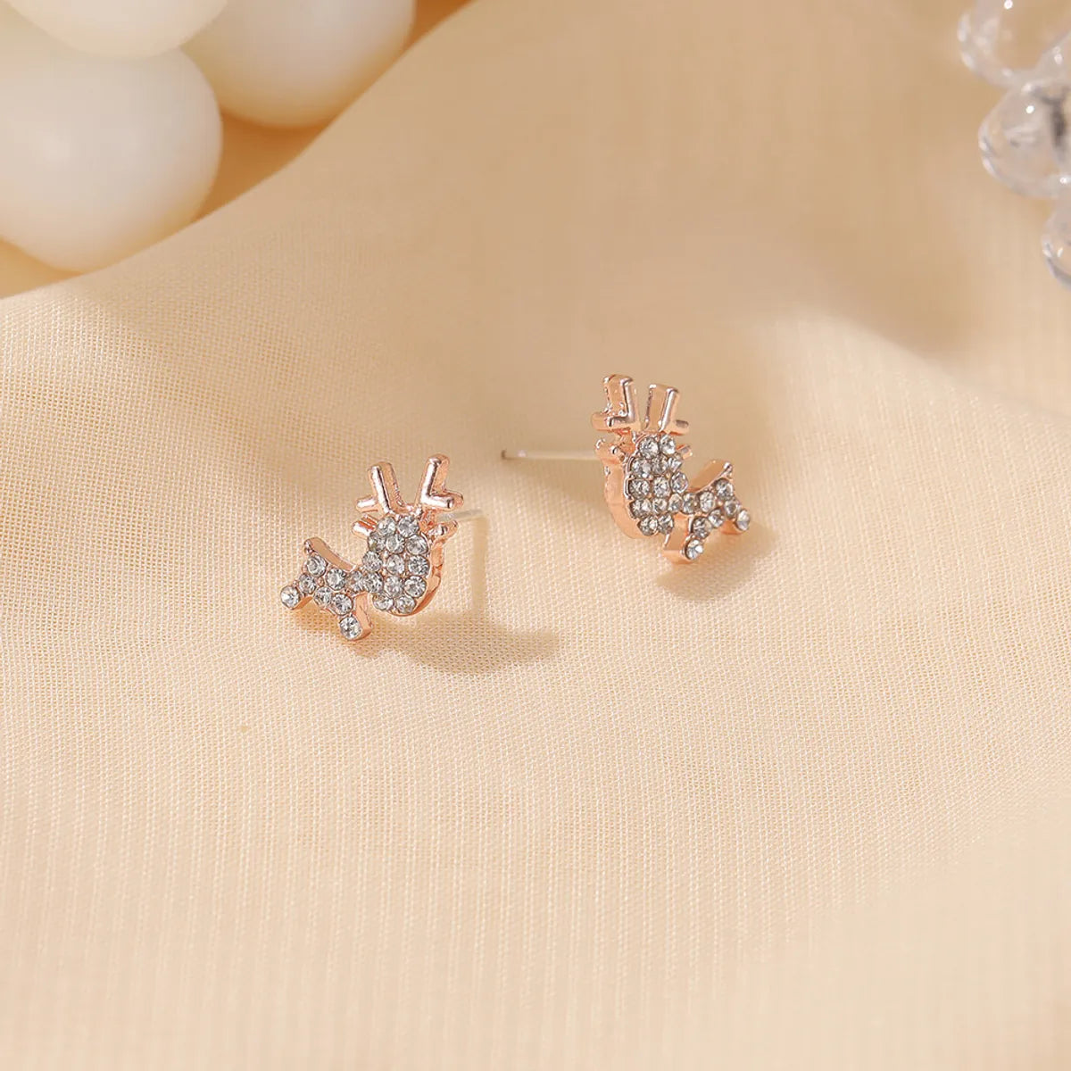 Fashion Deer Plating Alloy Artificial Gemstones Earrings Ear Studs