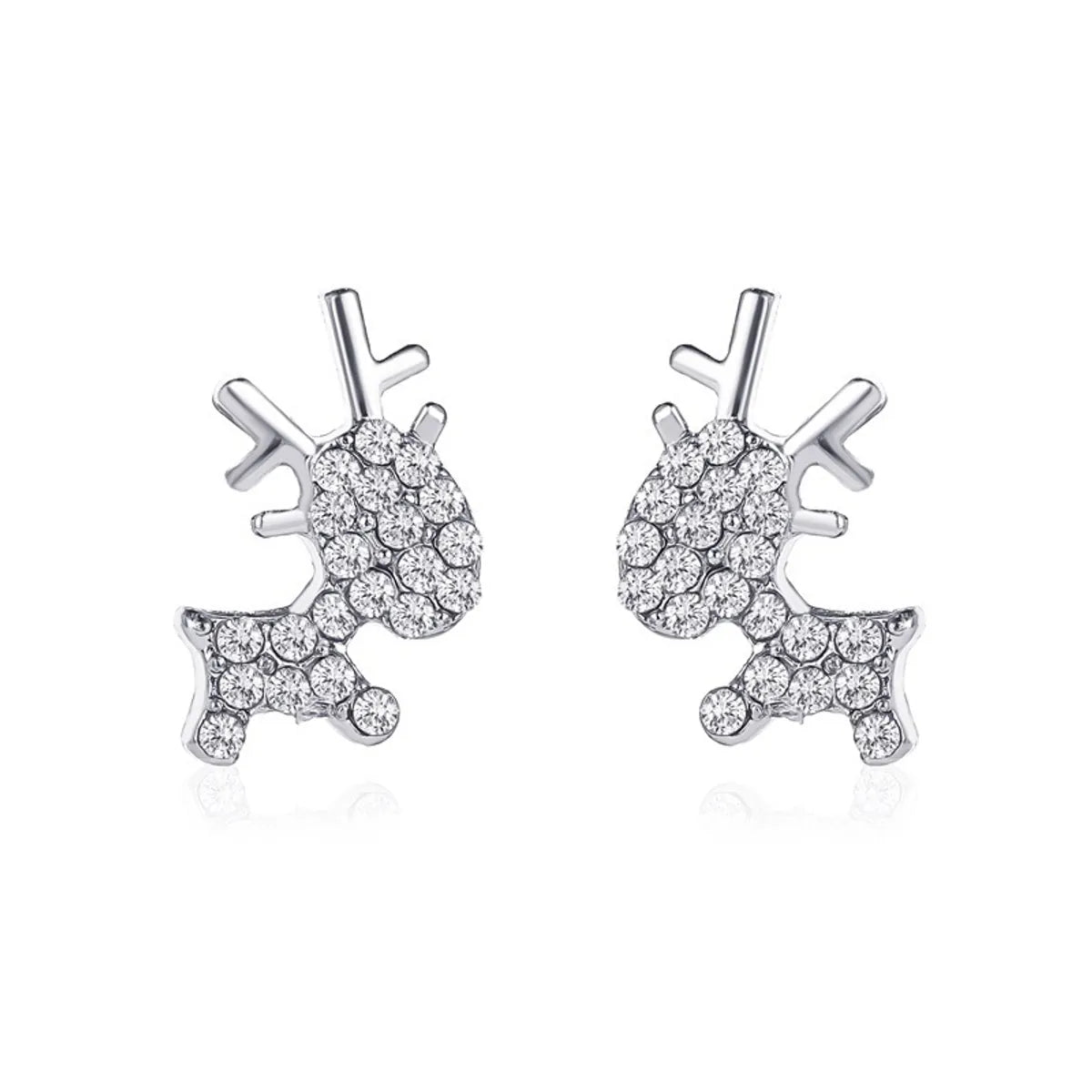 Fashion Deer Plating Alloy Artificial Gemstones Earrings Ear Studs