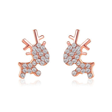 Fashion Deer Plating Alloy Artificial Gemstones Earrings Ear Studs