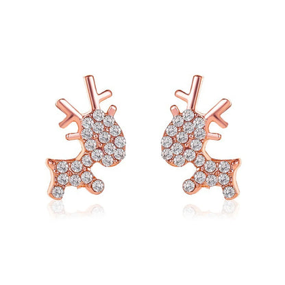 Fashion Deer Plating Alloy Artificial Gemstones Earrings Ear Studs