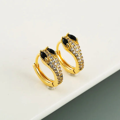 New Fashion Copper Micro-Inlaid Zircon 18k Gold Plated Cobra-Shaped Earrings Wholesale Nihaojewerly