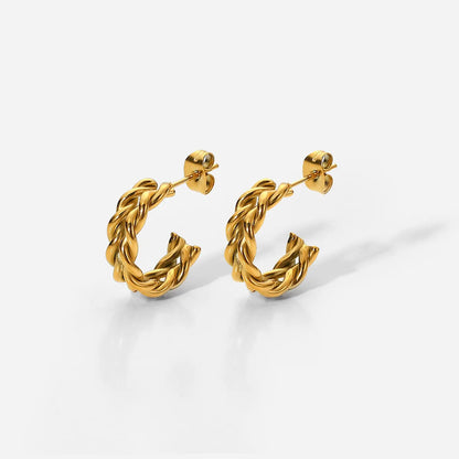 New Fashion Creative 18k Gold Double C Twist C Stainless Steel Ladies Earrings