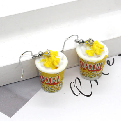 New Fashion Creative Simulation Resin Popcorn Earrings Women