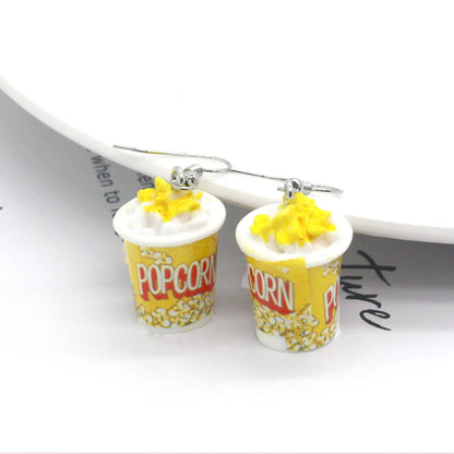 New Fashion Creative Simulation Resin Popcorn Earrings Women