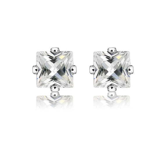 New Fashion Crown Diamond Copper Plated White Gold Four-claw Crystal Stud Earrings For Women Wholesale