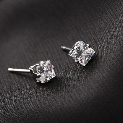 New Fashion Crown Diamond Copper Plated White Gold Four-claw Crystal Stud Earrings For Women Wholesale