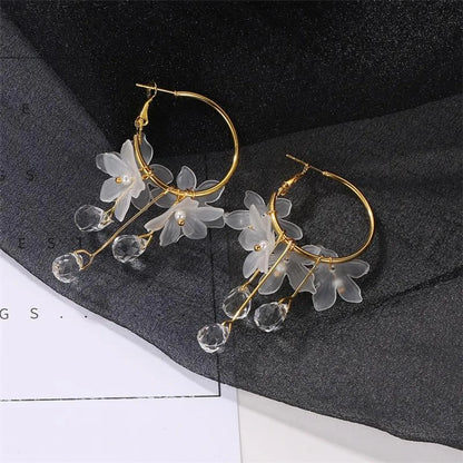 Fashion Flower Plating Alloy Artificial Gemstones Earrings