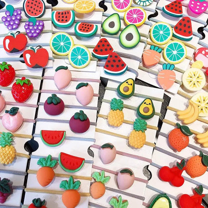 New Fashion Cute Acrylic Vegetables And Fruits Cheap Scrunchies Set Wholesale