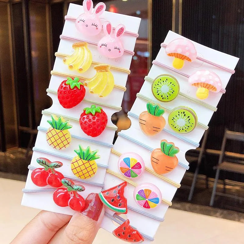 New Fashion Cute Acrylic Vegetables And Fruits Cheap Scrunchies Set Wholesale