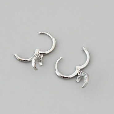 New Fashion Diamond Moon C-shaped Temperament Copper Earrings