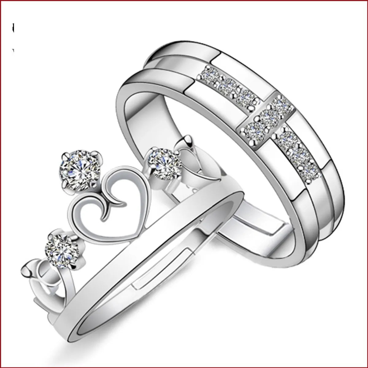 New Fashion Female Crown Couple Copper Silver Plated Ring Wholesale