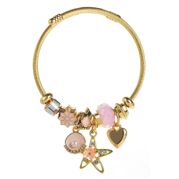 New Fashion Geometric Alloy Bracelet With Diamond Star Shell Pendant Set With Diamonds Unisex