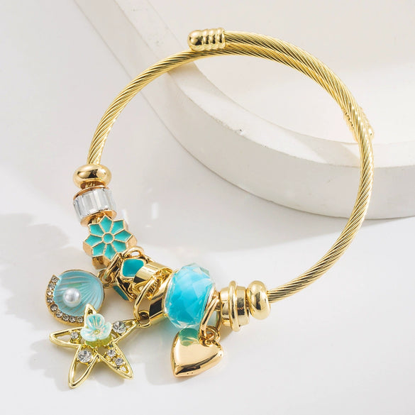 New Fashion Geometric Alloy Bracelet With Diamond Star Shell Pendant Set With Diamonds Unisex