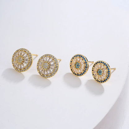 Fashion Geometric Inlaid Zircon Copper Zircon Earrings