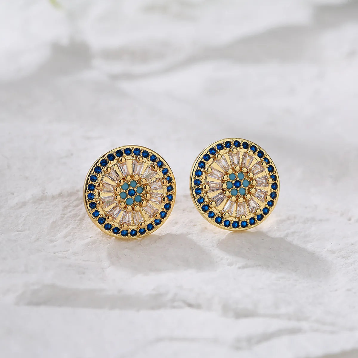 Fashion Geometric Inlaid Zircon Copper Zircon Earrings