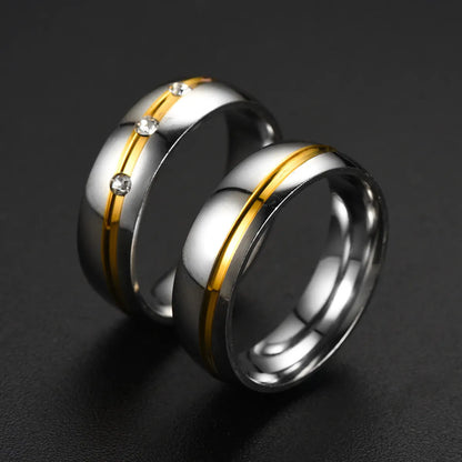 New Fashion Geometric Inlaid Zircon Stainless Steel Ring Wholesale Gooddiy