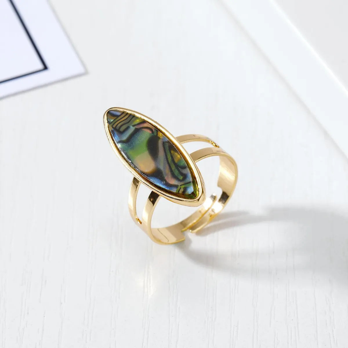 New Fashion Imitation Agate Piece Ring Abalone Shell Ring Wholesale