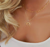 New Fashion Jewelry Bohemian Double Horn Necklace Gold Plated Layered Women's Collarbone Necklace