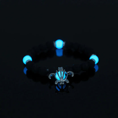 New Fashion Jewelry Turtle Pendant Black Volcanic Beads Luminous Elastic Alloy Bracelet