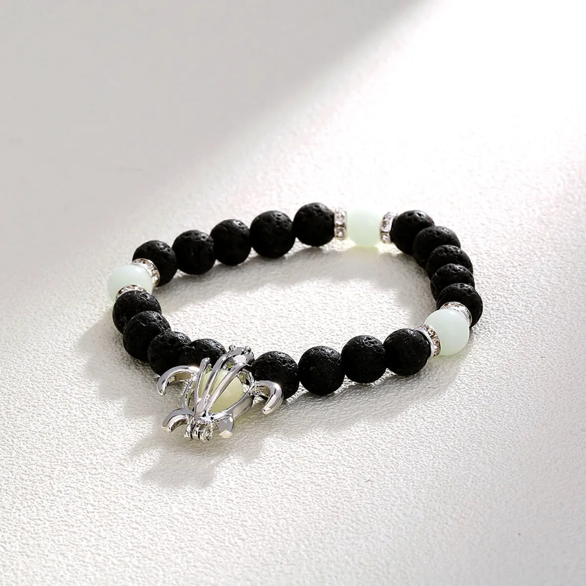 New Fashion Jewelry Turtle Pendant Black Volcanic Beads Luminous Elastic Alloy Bracelet